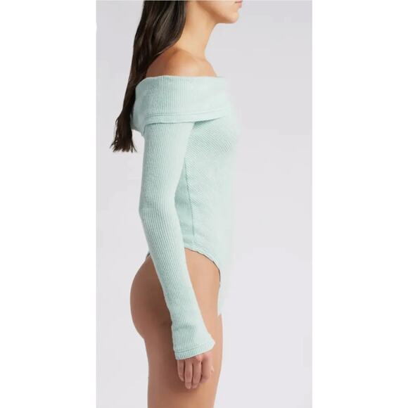 NWOT Free People Autumn Cozy Bodysuit Women's Blouse Top Shirt Small Mint Green - Picture 4 of 9